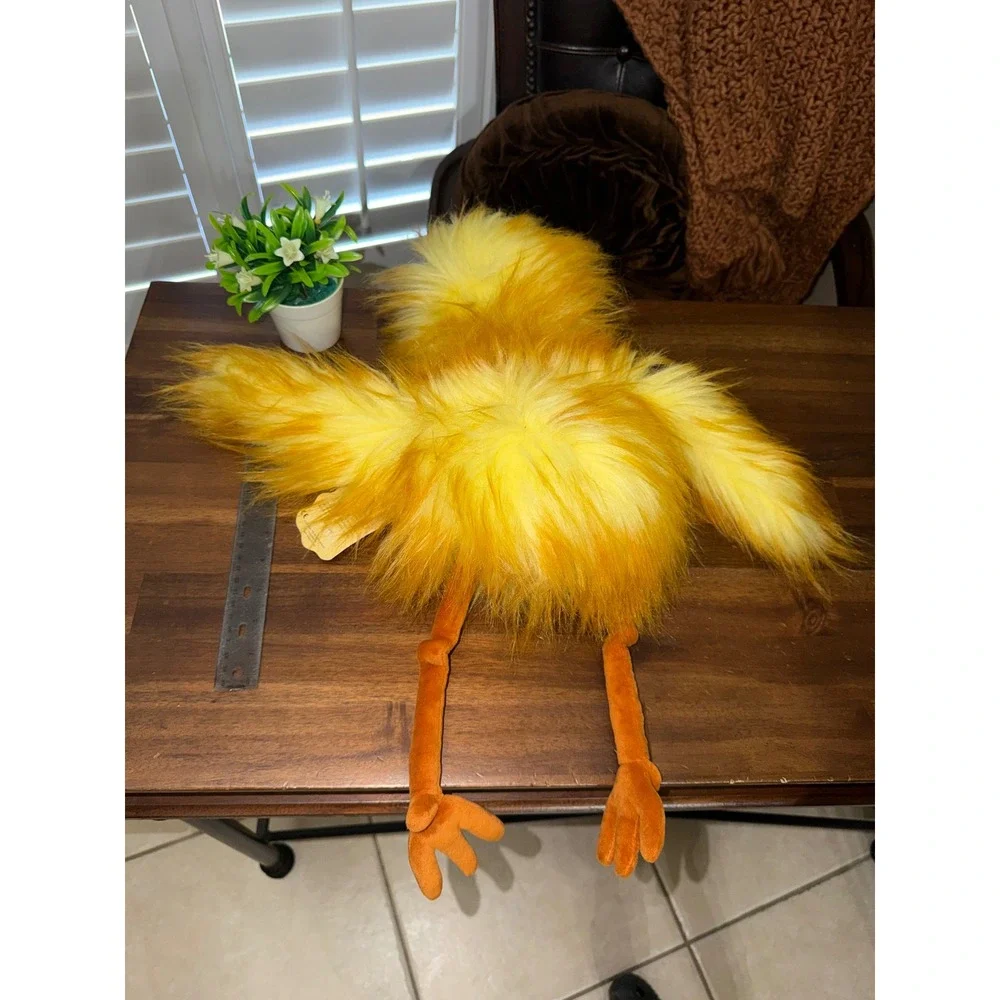 Folkmanis Funny Bird Hand Puppet Yellow Orange Shaggy Plush 20 Inch 2365 NWT